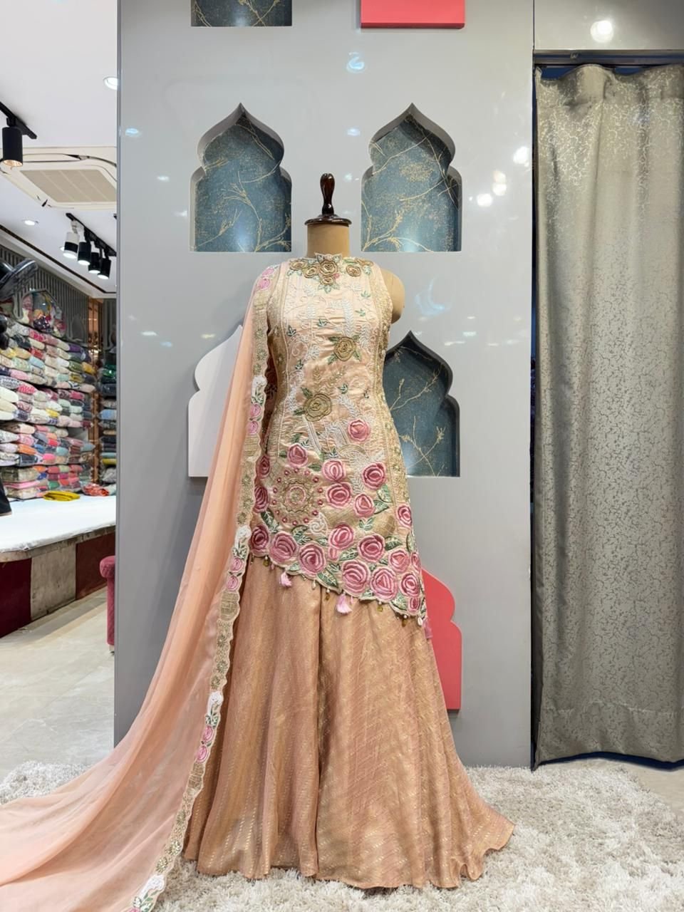 "ROSE BLUSH EMBROIDERED SHARARA" image 0