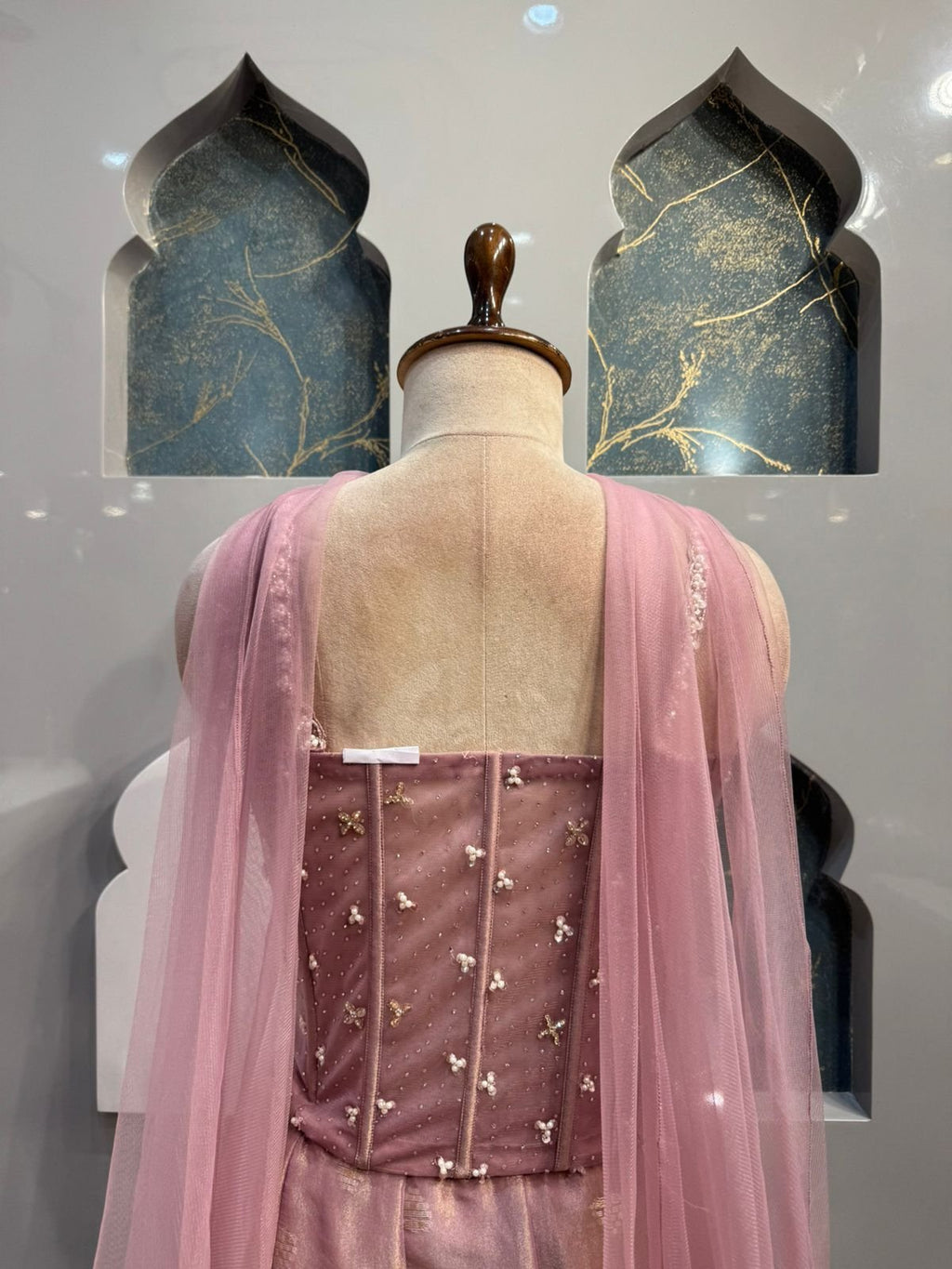 "BLUSH MAUVE EMBROIDERED INDO-WESTERN" image 4