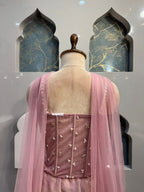 "BLUSH MAUVE EMBROIDERED INDO-WESTERN" image 4