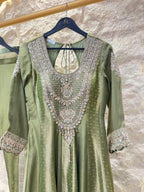 "OLIVE GREEN EMBROIDERED ANARKALI" image 1