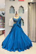 "ROYAL BLUE SCULPTED LEHENGA" image 0