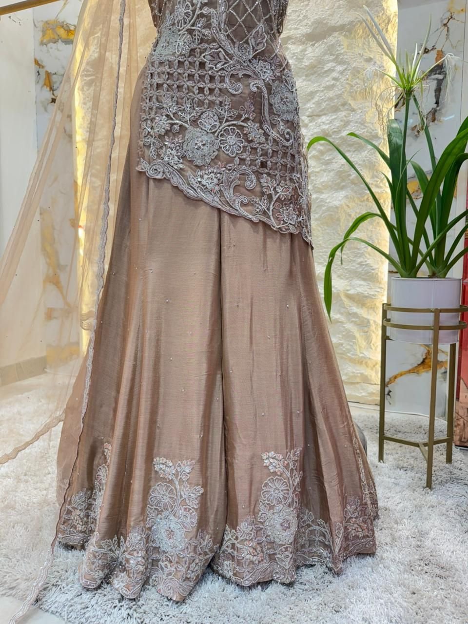"MOCHA MIST EMBROIDERED SHARARA" image 3