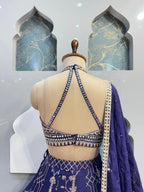 "ROYAL BLUE EMBROIDERED LEHENGA" image 5