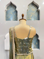 "OLIVE MIRROR GLAM DRAPE SAREE" image 5