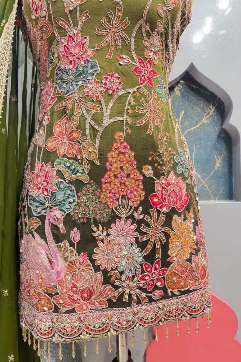 " EMERALD GARDEN EMBROIDERED SHARARA SET " image 2