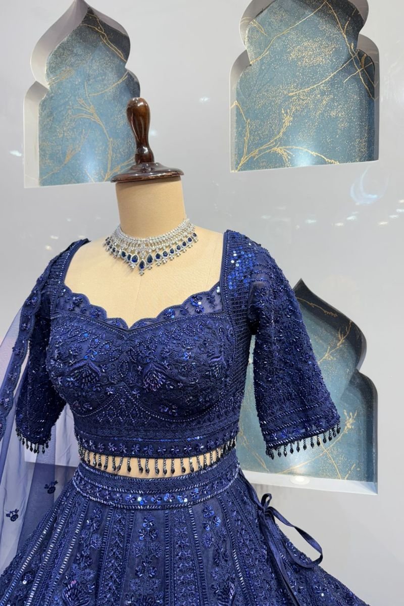 "MIDNIGHT ROYALTY EMBROIDERED LEHENGA" image 2