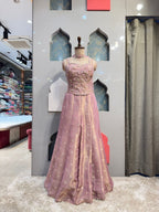 "BLUSH MAUVE EMBROIDERED INDO-WESTERN" image 0