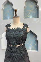"EMERALD NOIR FLORAL COUTURE INDO-WESTERN" image 2