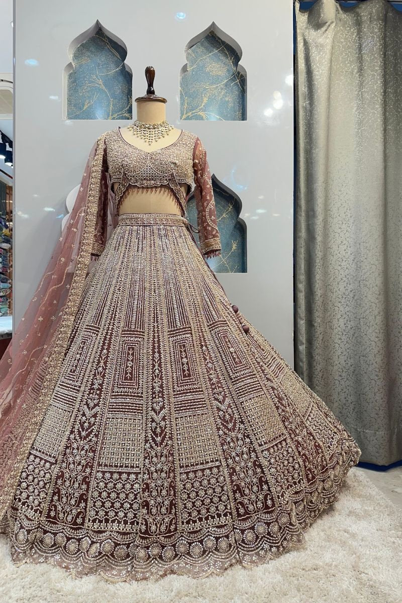 "BLUSH ROSE REGAL LEHENGA" image 3