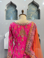"GULNAAR PINK AND ORANGE FESTIVE SHARARA" image 5