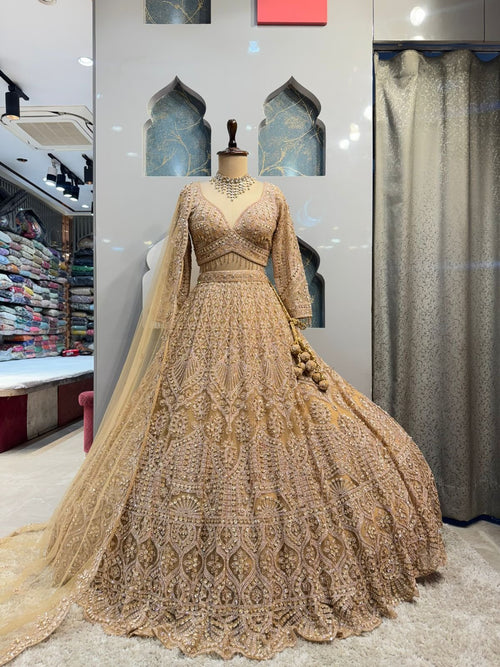 "ROYAL GOLD HAND EMBROIDERED LEHENGA" image 0