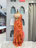 "BLOOMING SUNSET DRAPED SAREE" image 0