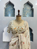 "IVORY BLOOM EMBELLISHED SAREE" image 1