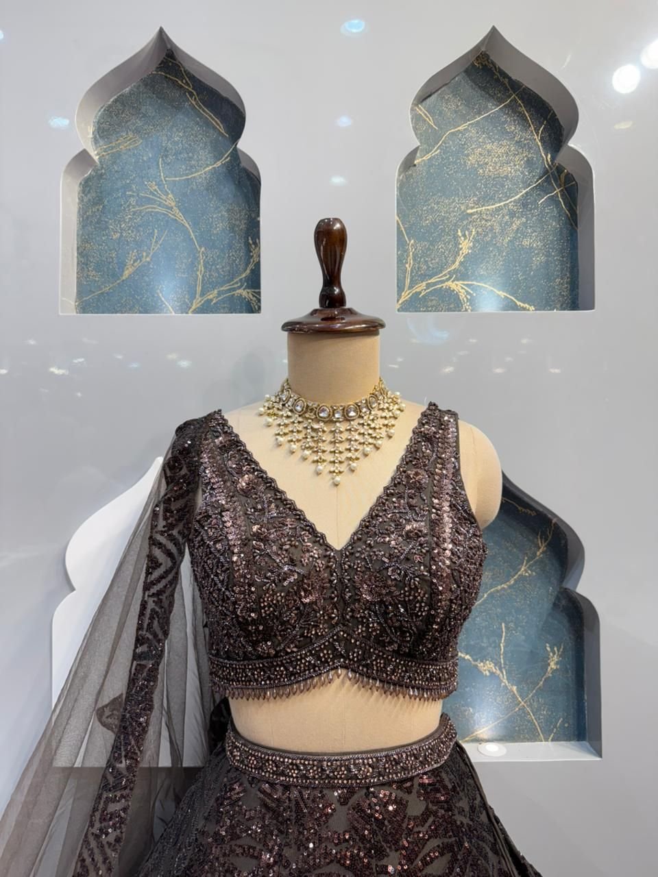 "MIDNIGHT COCOA SPARKLE LEHENGA" image 2