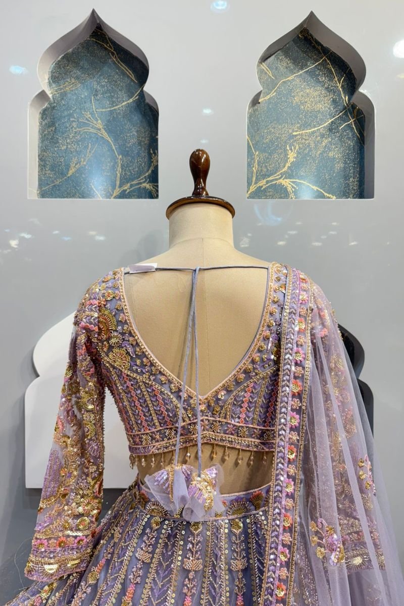 "ROYAL LAVENDER HEIRLOOM LEHENGA" image 5