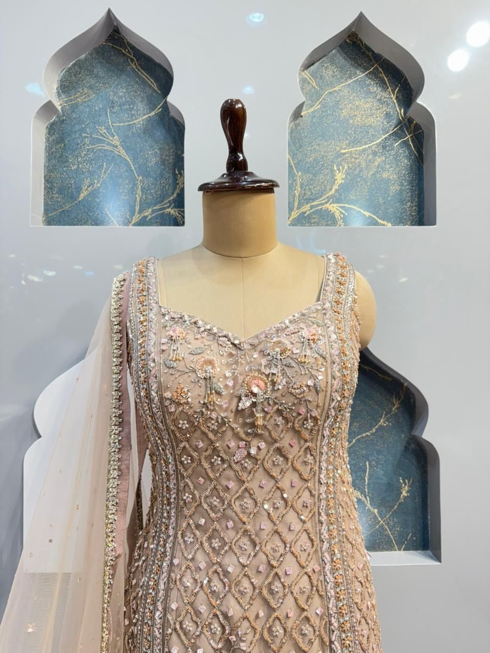 "CHAMPAGNE BEIGE EMBELLISHED SHARARA" image 1