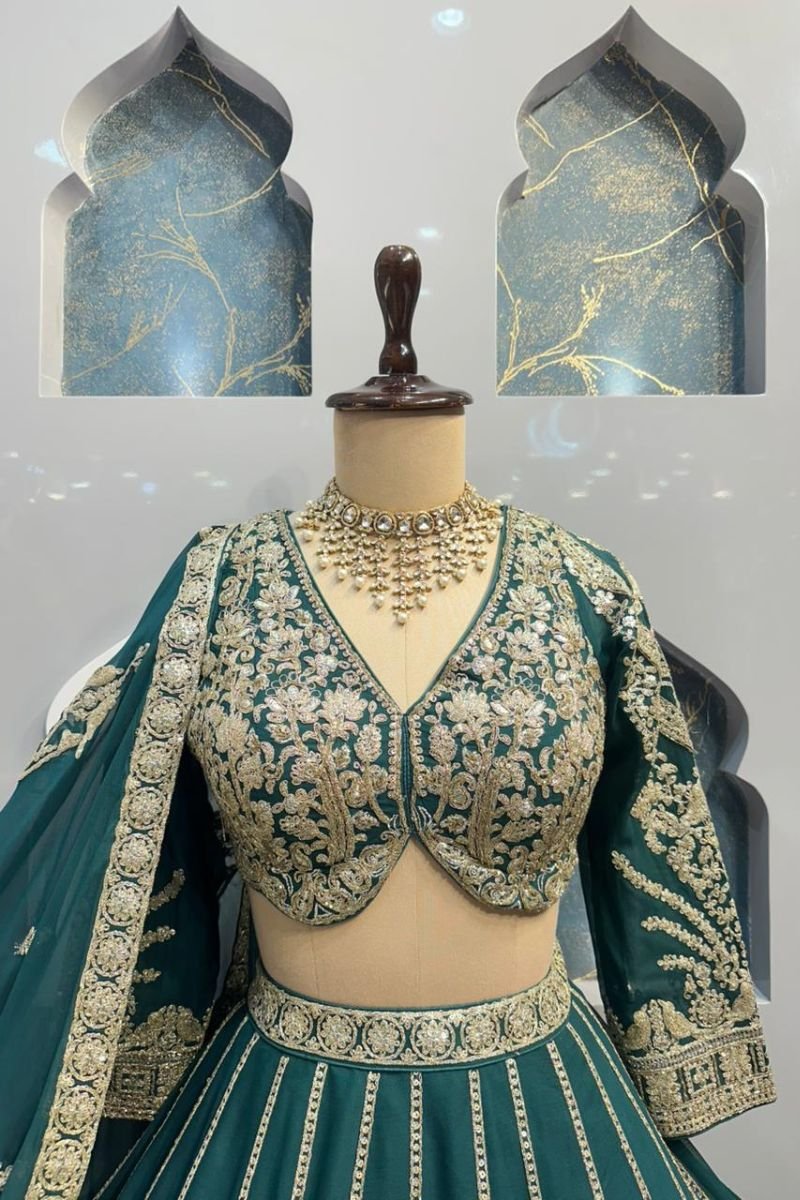 "TEAL ZARI ELEGANCE LEHENGA" image 1