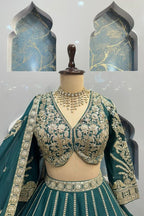 "TEAL ZARI ELEGANCE LEHENGA" image 1