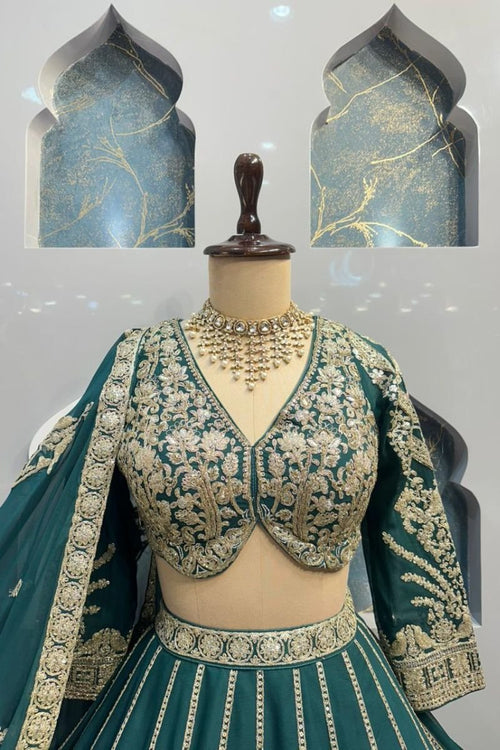 "TEAL ZARI ELEGANCE LEHENGA" image 1