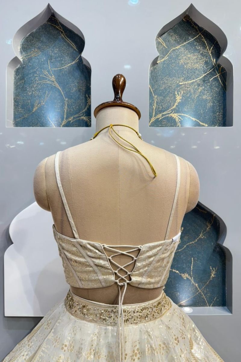 "GOLDEN HEIRLOOM JACKET LEHENGA" image 5