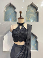 "NOIR ROYALE DRAPE SAREE" image 1