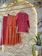 "RANI PINK & SUNSET ORANGE INDO-WESTERN SHARARA" image 4