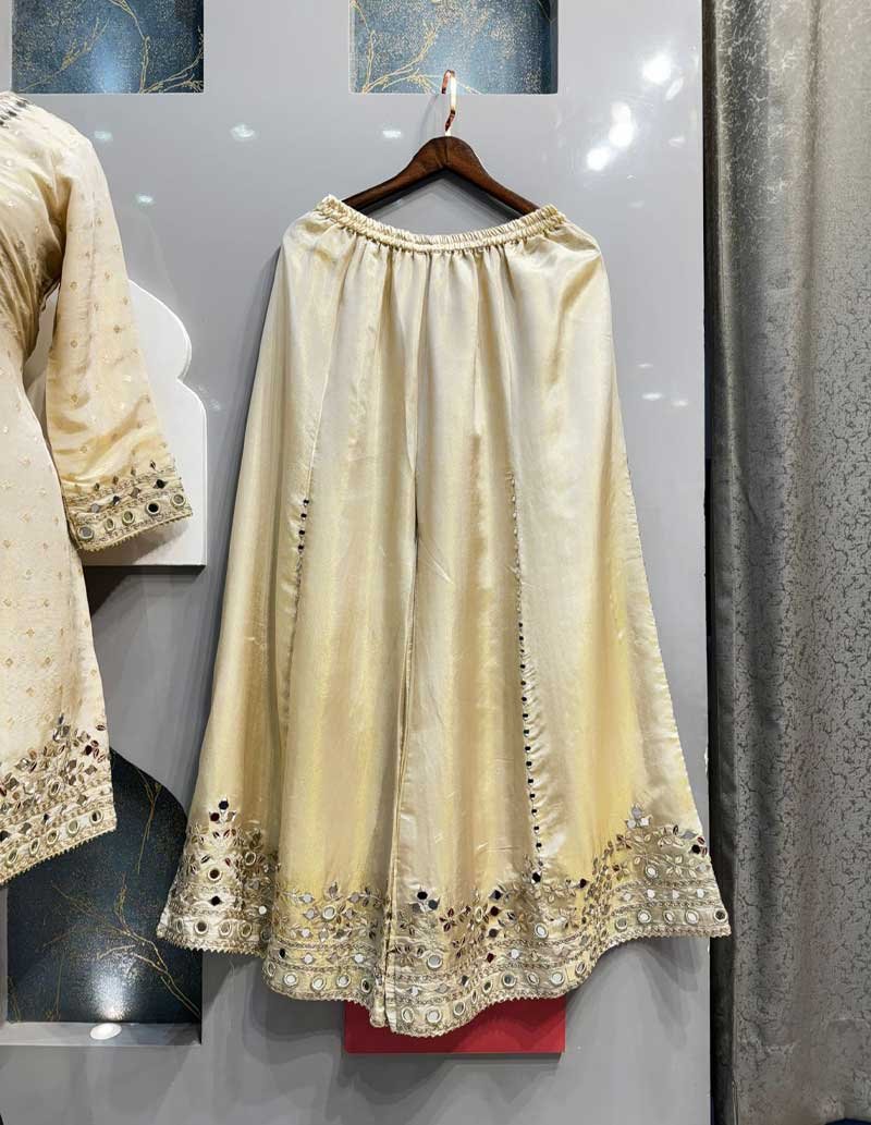 IVORY MIRRORWORK SHARARA SET image 2