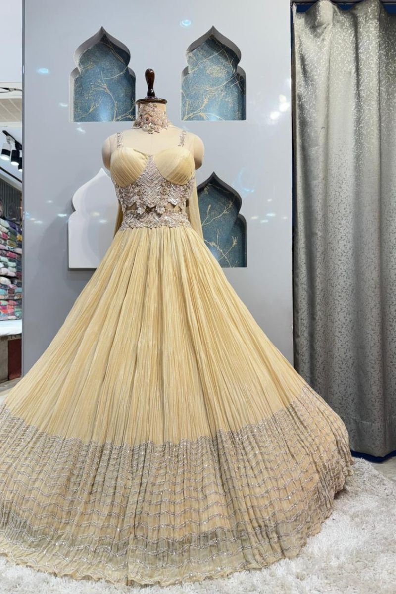"CHAMPAGNE GOLD COUTURE LEHENGA" image 4