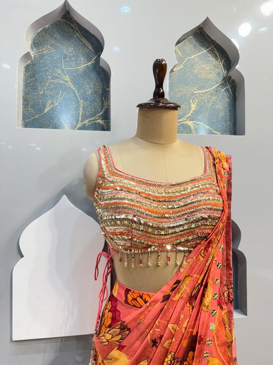 "BLOOMING SUNSET DRAPED SAREE" image 2