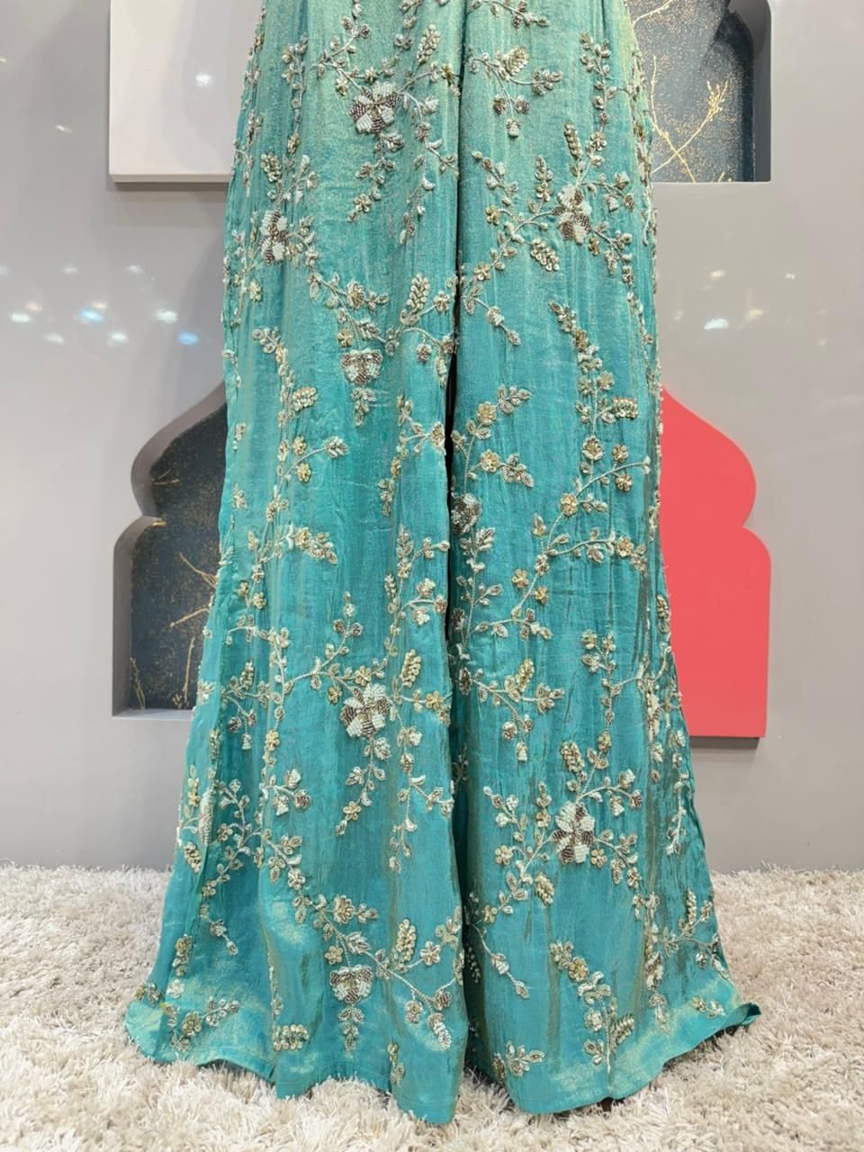 "AQUA BLOOM EMBROIDERED INDOWESTERN" image 3