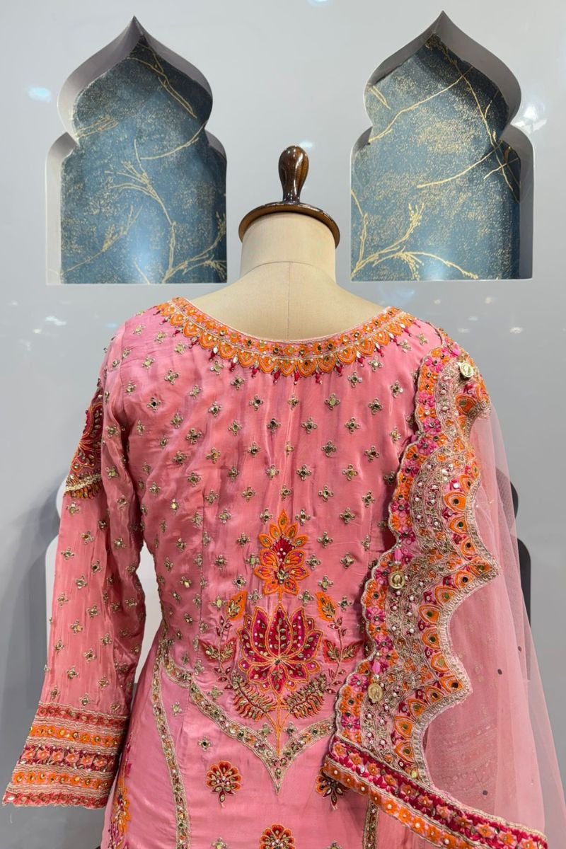 "BLUSH PINK REGAL EMBROIDERED SHARARA" image 6