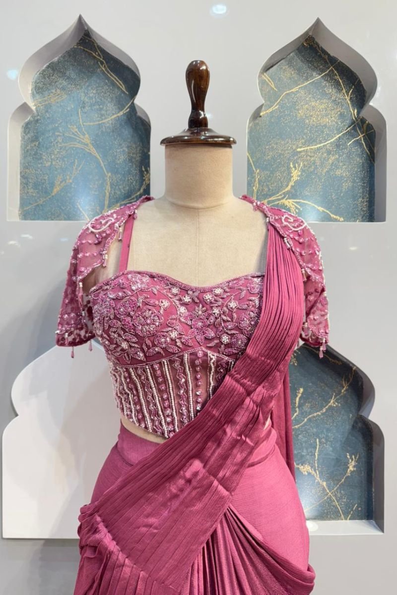 "ROSEWOOD DRAPE EMBELLISHED INDO WESTERN" image 1