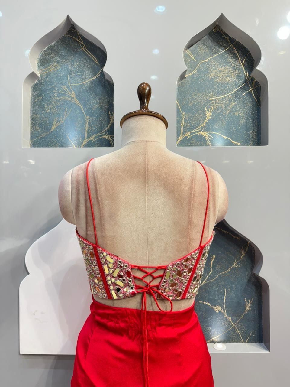 "SCARLET INDO-WESTERN DRAPED SET" image 4