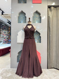 "CHOCOLATE BROWN EMBELLISHED HALTER INDO-WESTERN"