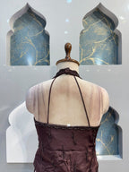 "CHOCOLATE BROWN EMBELLISHED HALTER INDO-WESTERN"