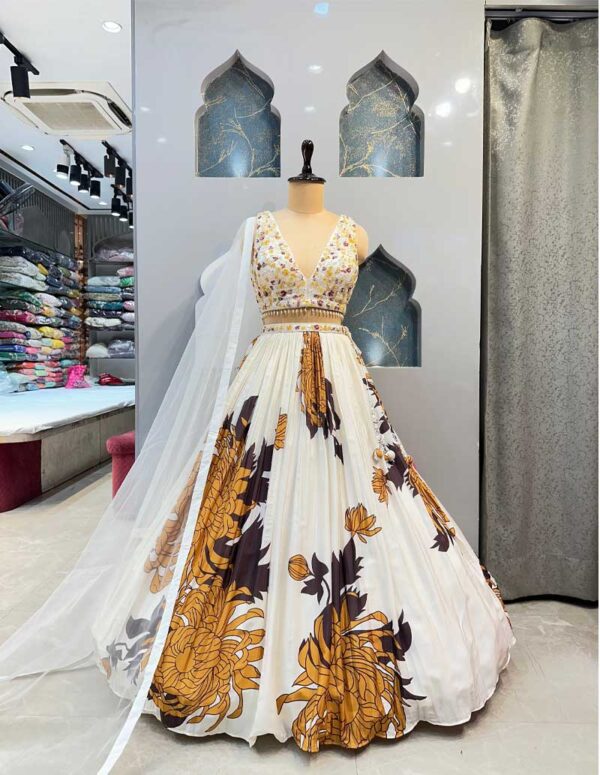 WHITE FLORAL LEHENGA