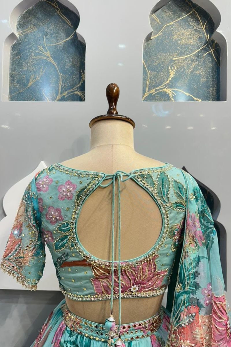 "AQUA BLOOM FLORAL LEHENGA" - Image 6