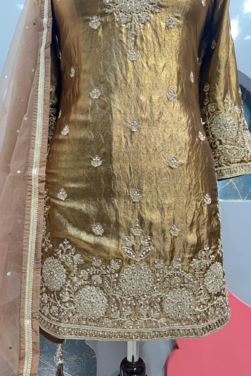 "ANTIQUE GOLD SHARARA SET" - Image 5