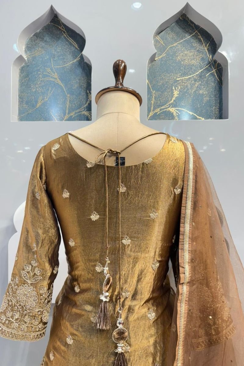 "ANTIQUE GOLD SHARARA SET" - Image 7