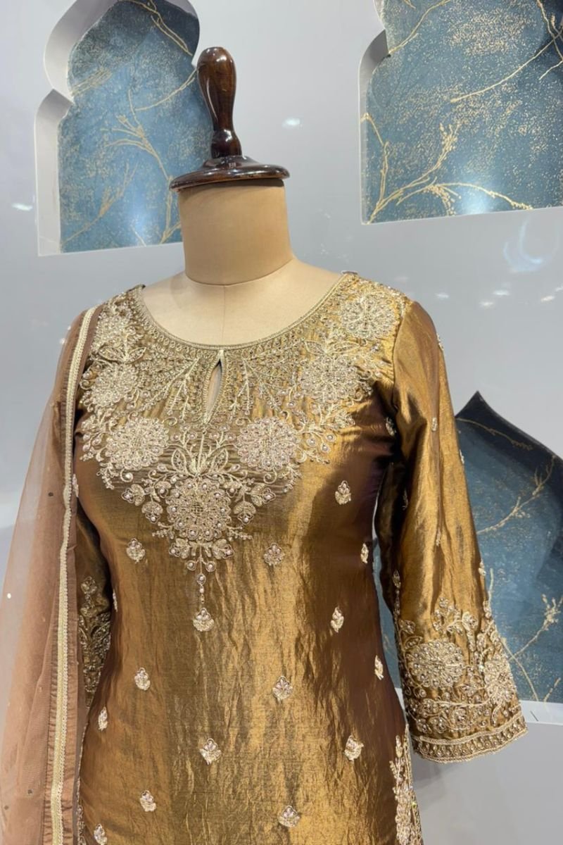 "ANTIQUE GOLD SHARARA SET" - Image 3