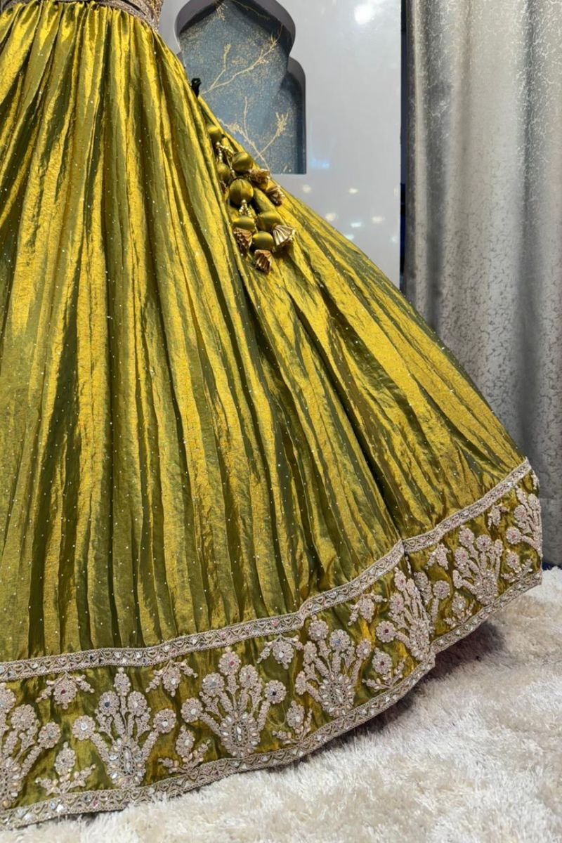 "MEHNDI GLOW OLIVE LEHENGA" - Image 4
