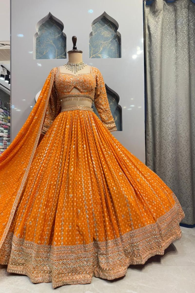 "SAFFRON SHINE LEHENGA" - Image 5