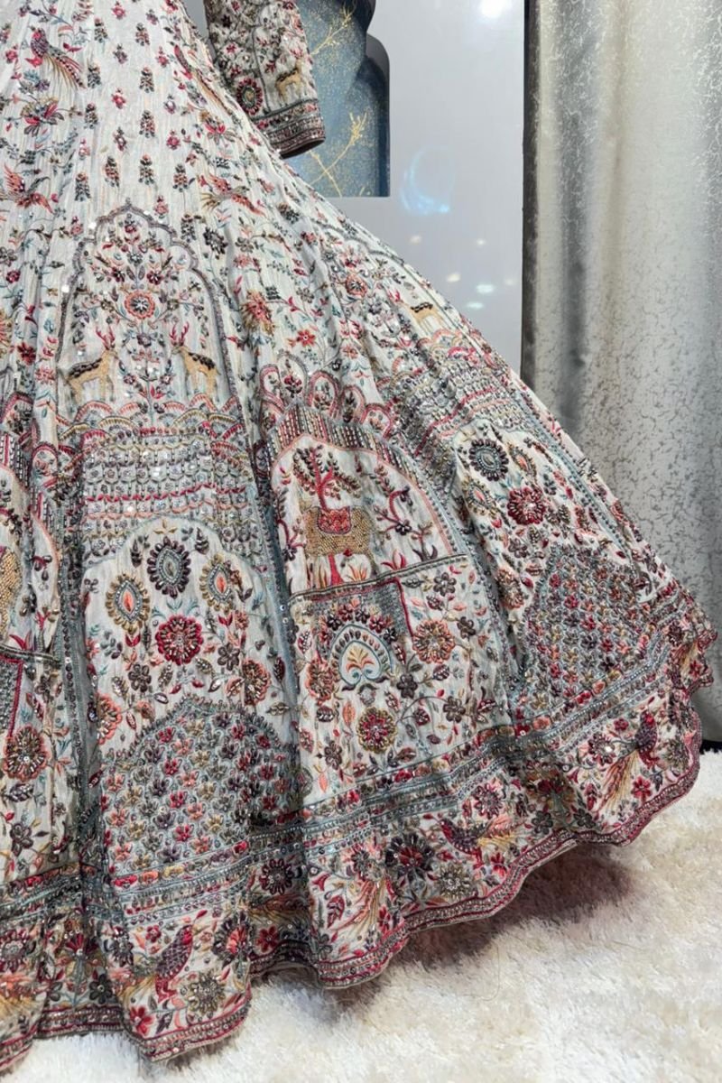 "HEIRLOOM IVORY LEHENGA" - Image 4