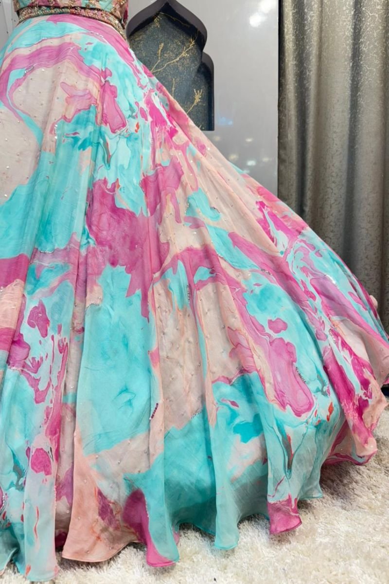 "SOFT BLUSH GREEN LEHENGA" - Image 4