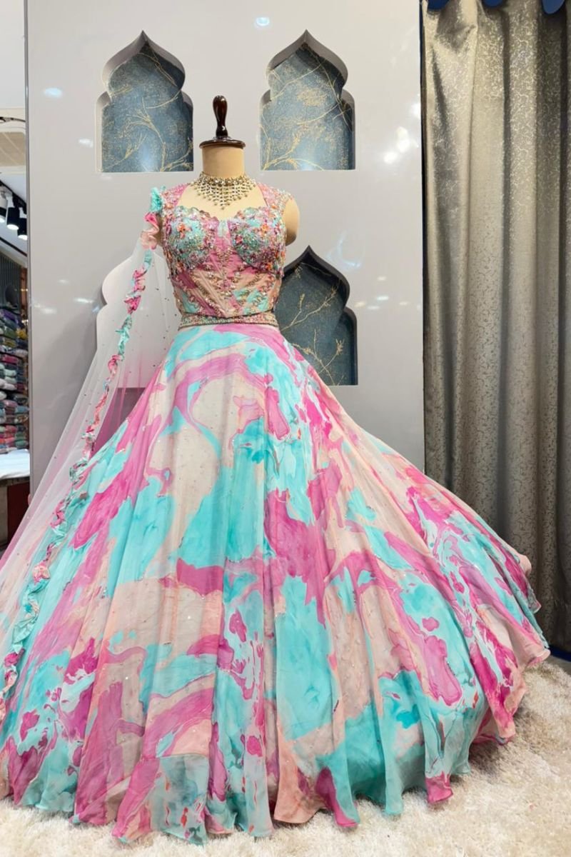 "SOFT BLUSH GREEN LEHENGA" - Image 5