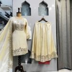 IVORY MIRRORWORK SHARARA SET