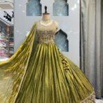 "MEHNDI GLOW OLIVE LEHENGA"