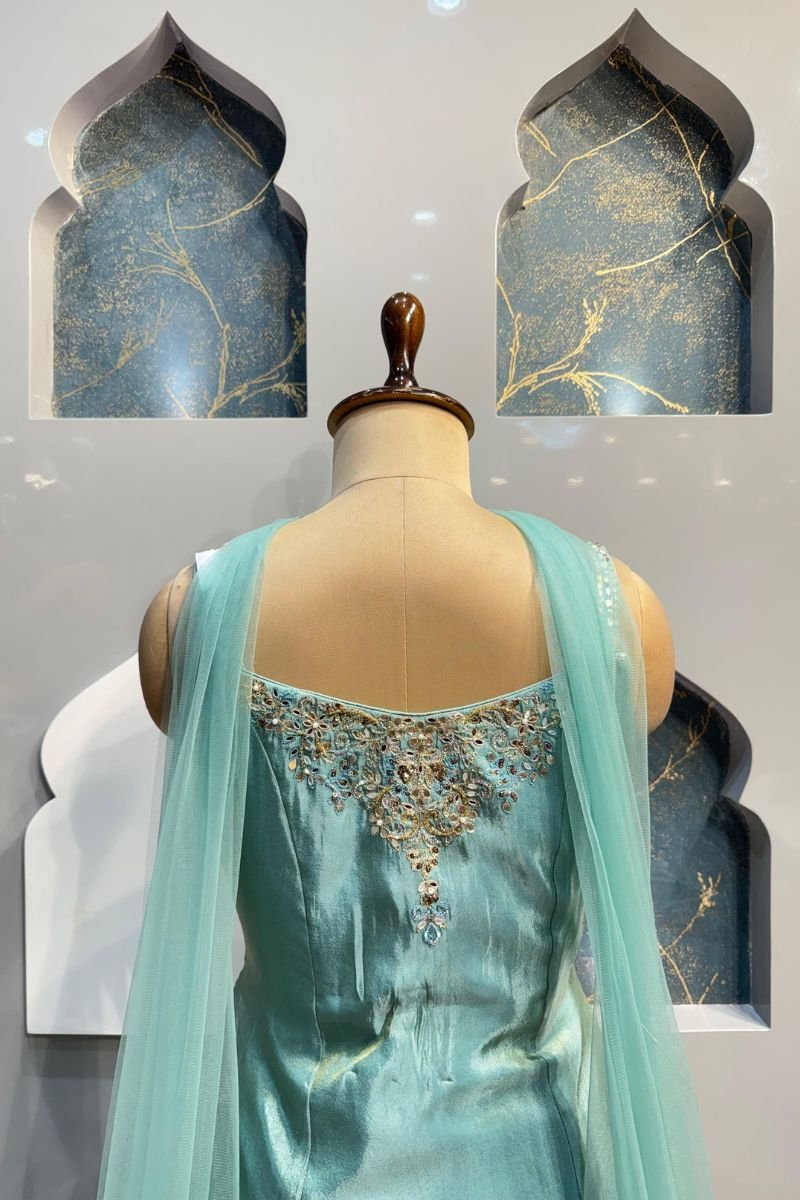 "AQUA NOOR EMBROIDERED SHARARA SET" - Image 6
