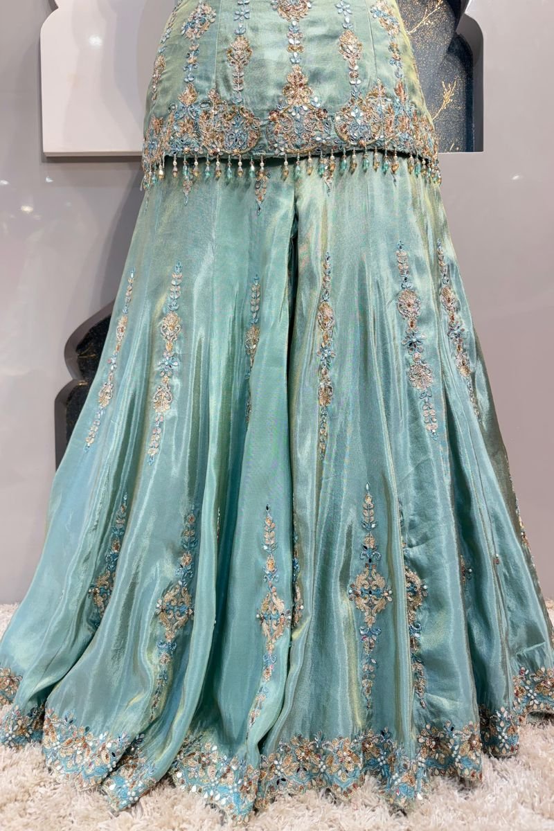 "AQUA NOOR EMBROIDERED SHARARA SET" - Image 4