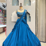 "ROYAL BLUE SCULPTED LEHENGA"